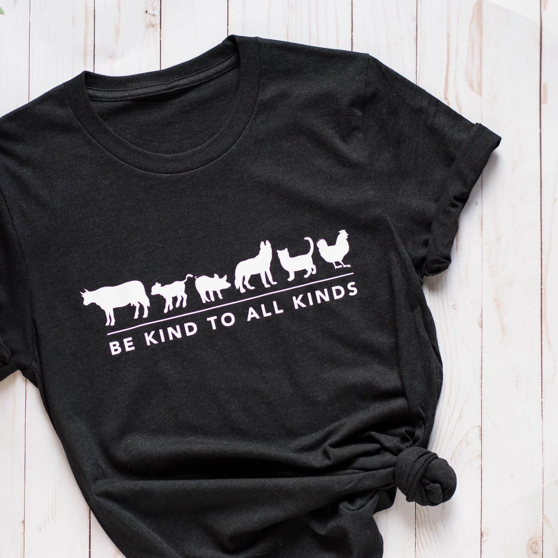 Be Kind to All Animals T Shirt (Black Small-2XL)