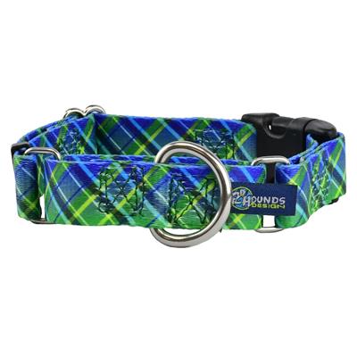 2 Hounds Design - EarthStyle Electric Glow Green Plaid Dog Collar (multiple sizes)