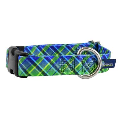 2 Hounds Design - EarthStyle Electric Glow Green Plaid Dog Collar (multiple sizes)